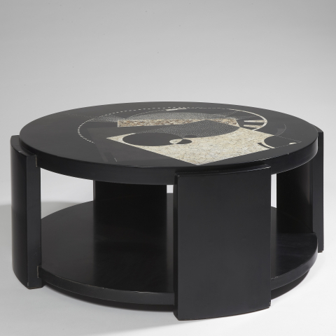 Black Chinese lacquer coffee table, Circa 1931. 